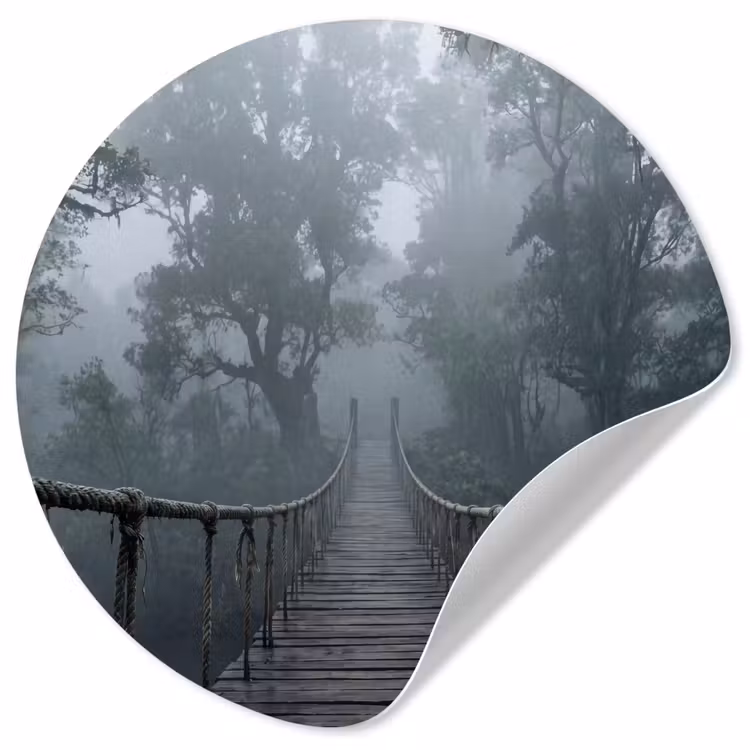 Brug - Jungle - Mist - Natuur Wandcirkel behangsticker klein -3d