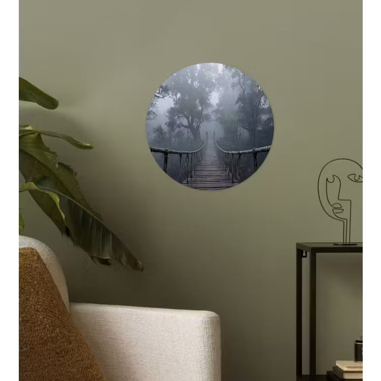 Brug - Jungle - Mist - Natuur Wandcirkel behangsticker klein -sfeer2