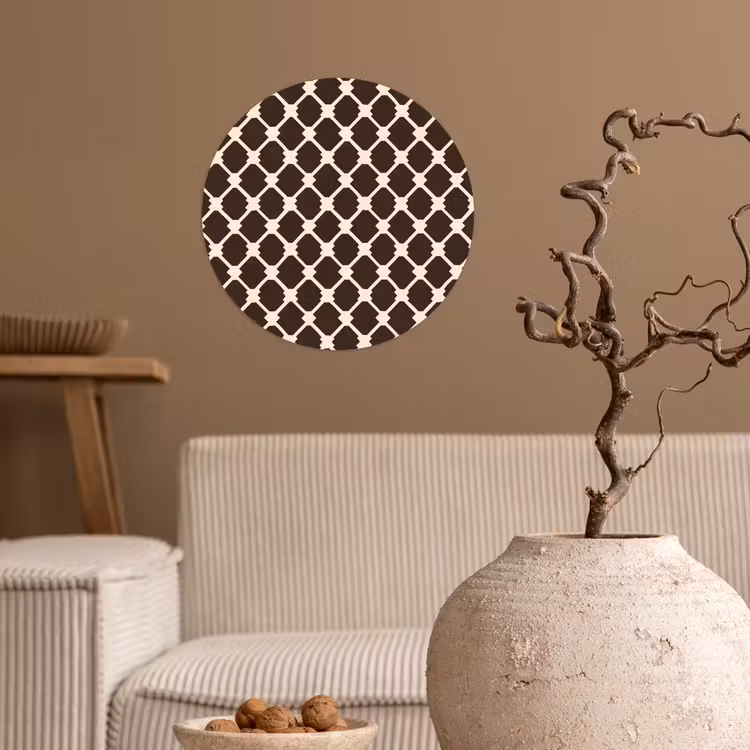Bruin - Ruitpatroon - Geometrisch Wandcirkel behangsticker klein 186 -sfeer1