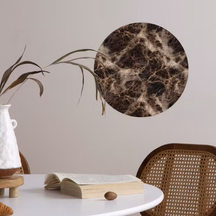 Bruin - Goud - Marmer Wandcirkel behangsticker klein 186 -sfeer3