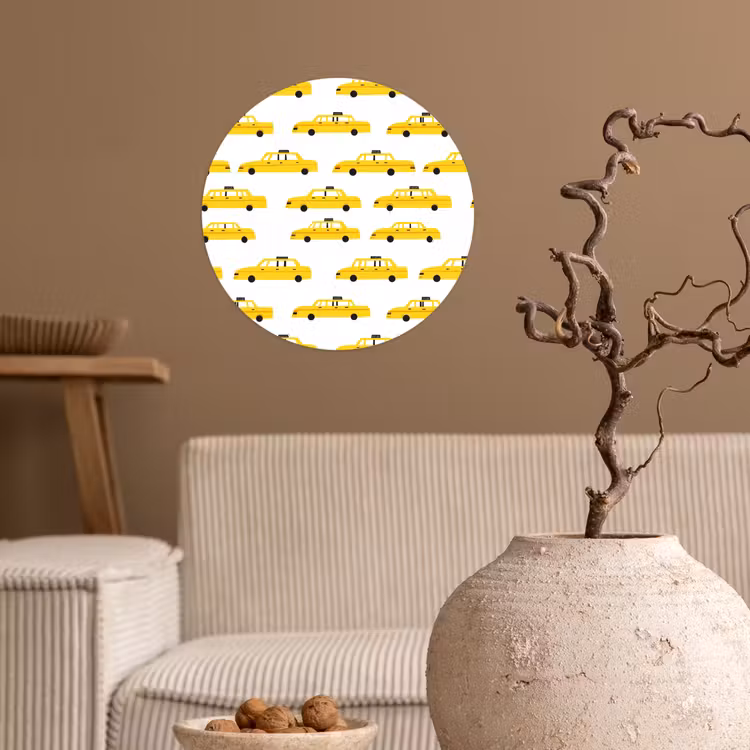 Taxi - Iconisch - Geel Wandcirkel behangsticker klein 186 -sfeer1