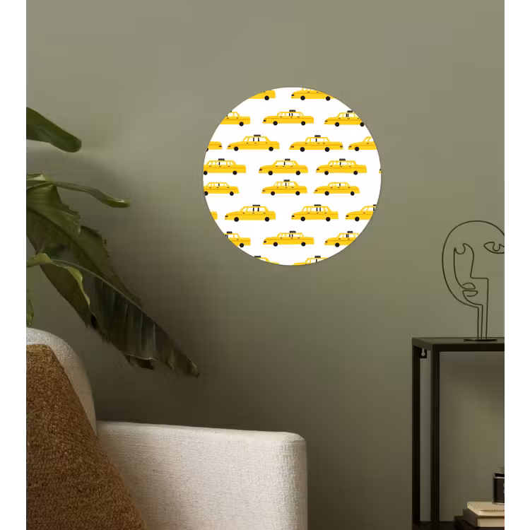 Taxi - Iconisch - Geel Wandcirkel behangsticker klein 186 -sfeer2