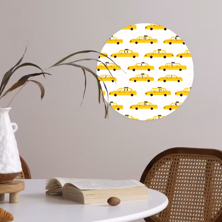 Taxi - Iconisch - Geel Wandcirkel behangsticker klein 186 -sfeer3