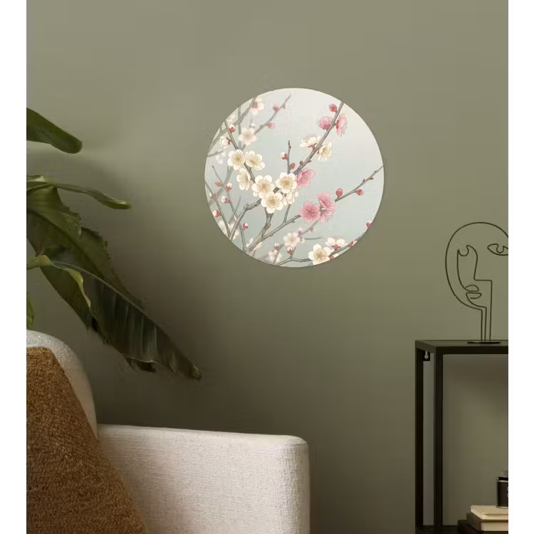 Kersen - Bloesem - Groen Wandcirkel behangsticker klein -sfeer2