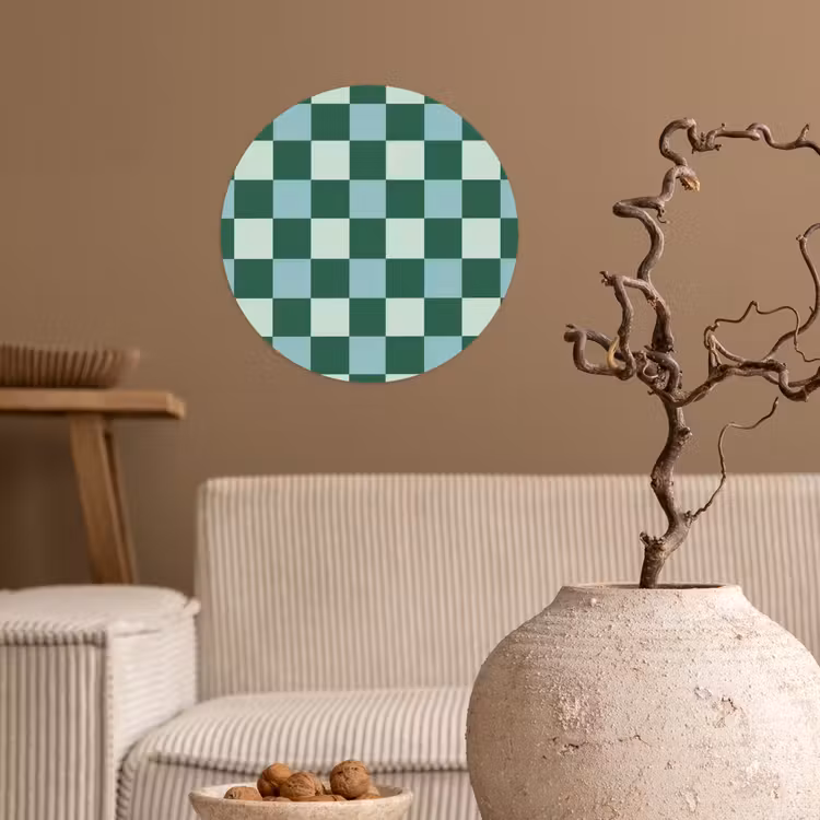 Schaakbord - Klassiek - Groen Wandcirkel behangsticker klein 186 -sfeer1