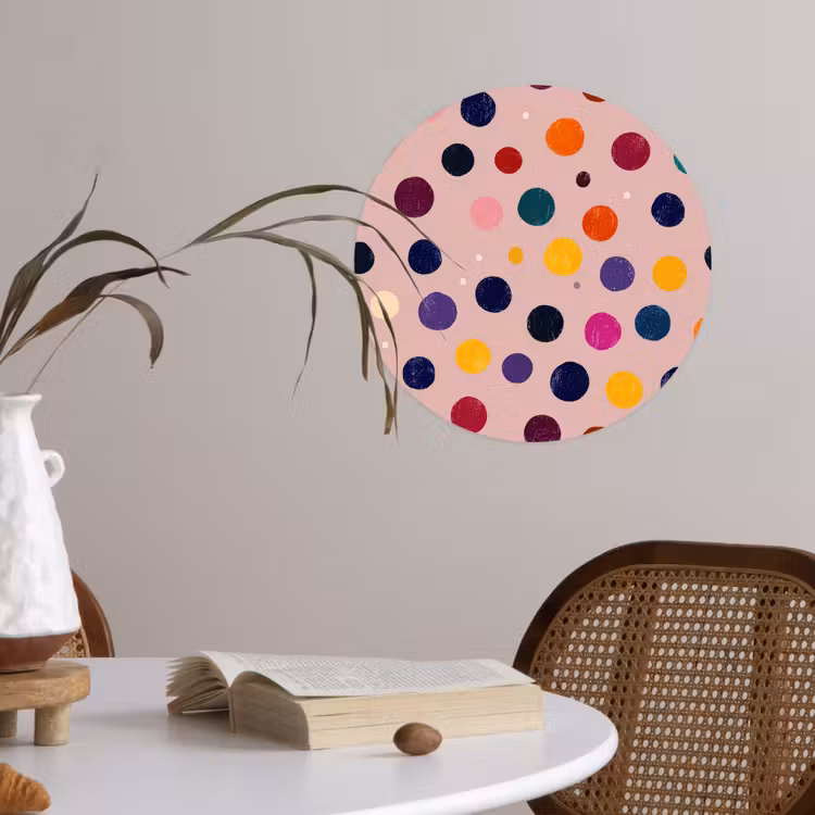 Cirkels - Patroon - Kleurrijk Wandcirkel behangsticker klein 186 -sfeer3