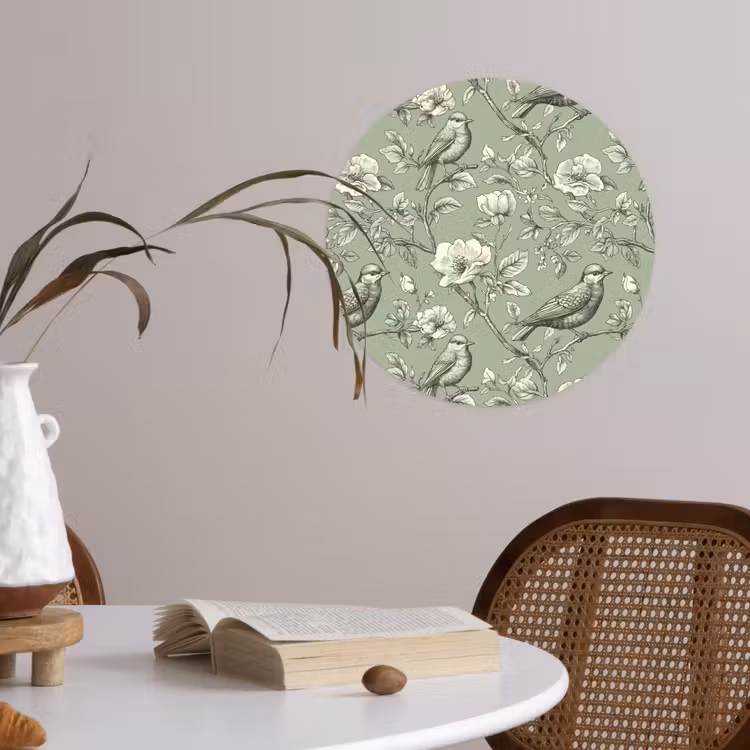 Klassiek - Botanisch - Groen Wandcirkel behangsticker klein 186 -sfeer3