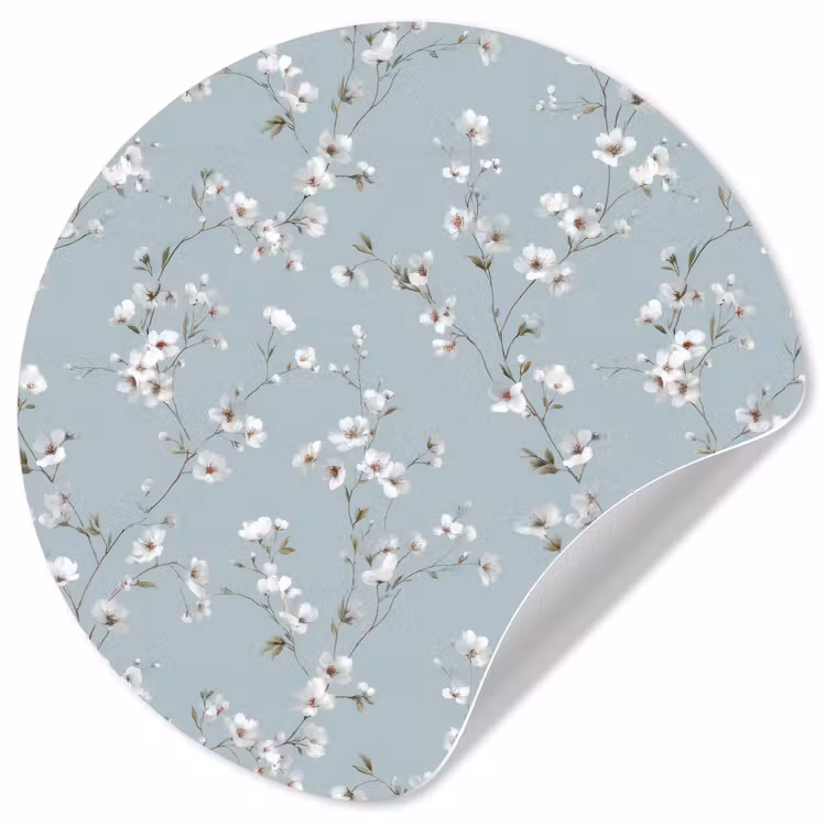 Klassiek - Bloemen - Blauw Wandcirkel behangsticker klein 186 -3d