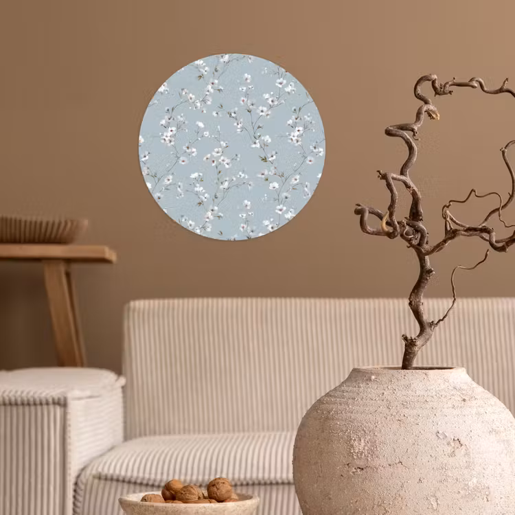 Klassiek - Bloemen - Blauw Wandcirkel behangsticker klein 186 -sfeer1