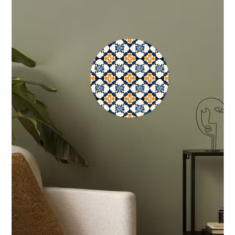 Klassiek - Geometrisch - Blauw Wandcirkel behangsticker klein 186 -sfeer2