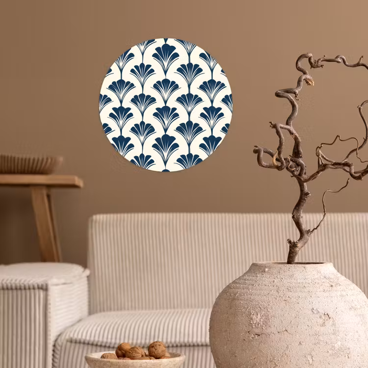 Klassiek - Motief - Blauw Wandcirkel behangsticker klein 186 -sfeer1