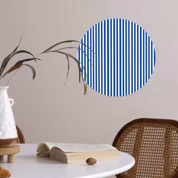 Klassiek - Strepen - Blauw Wandcirkel behangsticker klein 186 -sfeer3