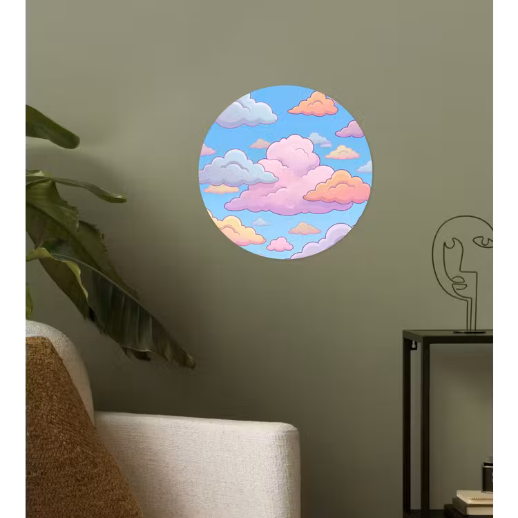 Wolk - Lucht - Natuur - Illustratie - Pastel Wandcirkel behangsticker klein -sfeer2