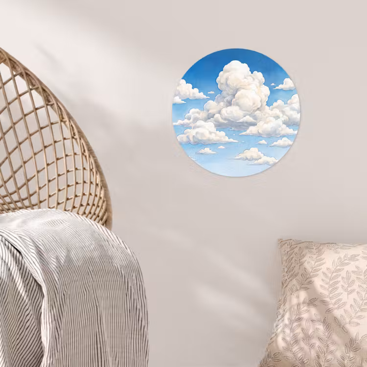 Wolken - Blauwe lucht - Natuur - Modern - Wit Wandcirkel behangsticker klein -sfeer4