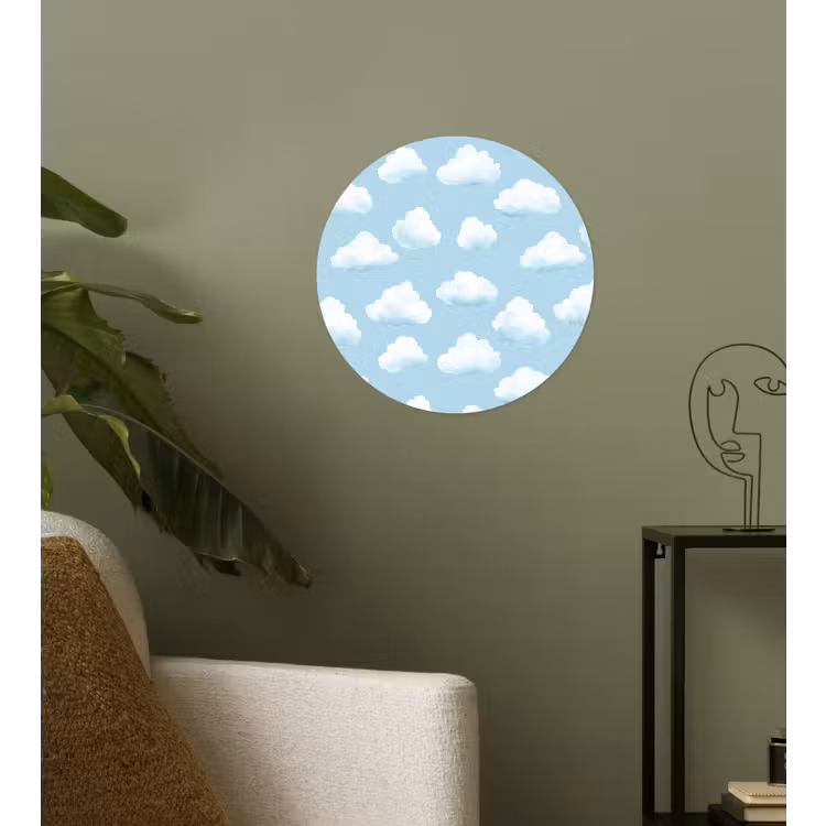 Wolken - Illustratie - Blauw Wandcirkel behangsticker klein 186 -sfeer2