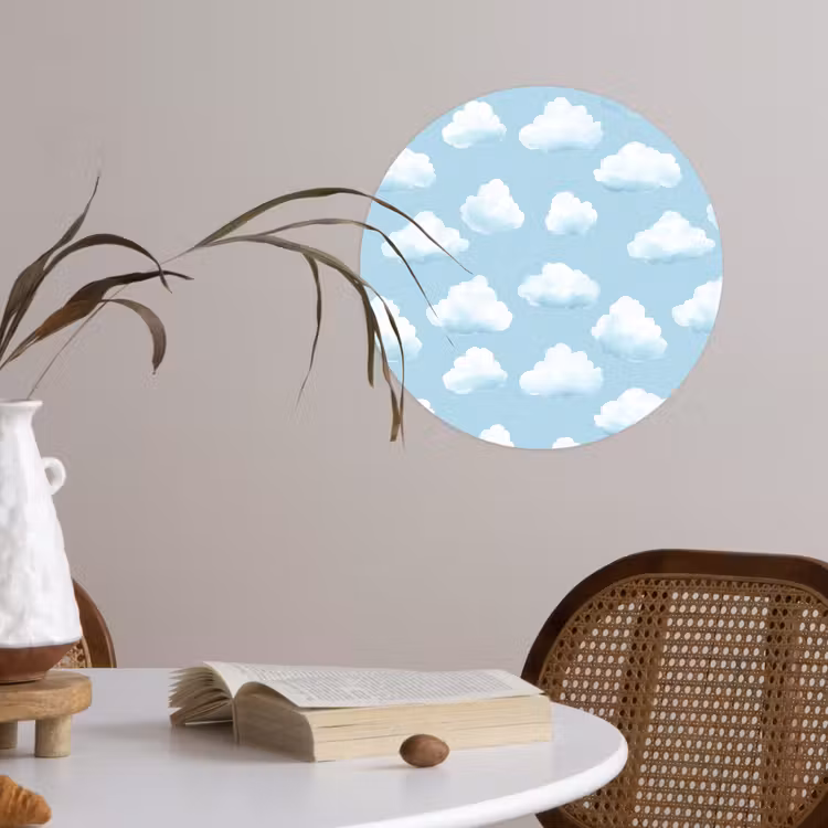 Wolken - Illustratie - Blauw Wandcirkel behangsticker klein 186 -sfeer3