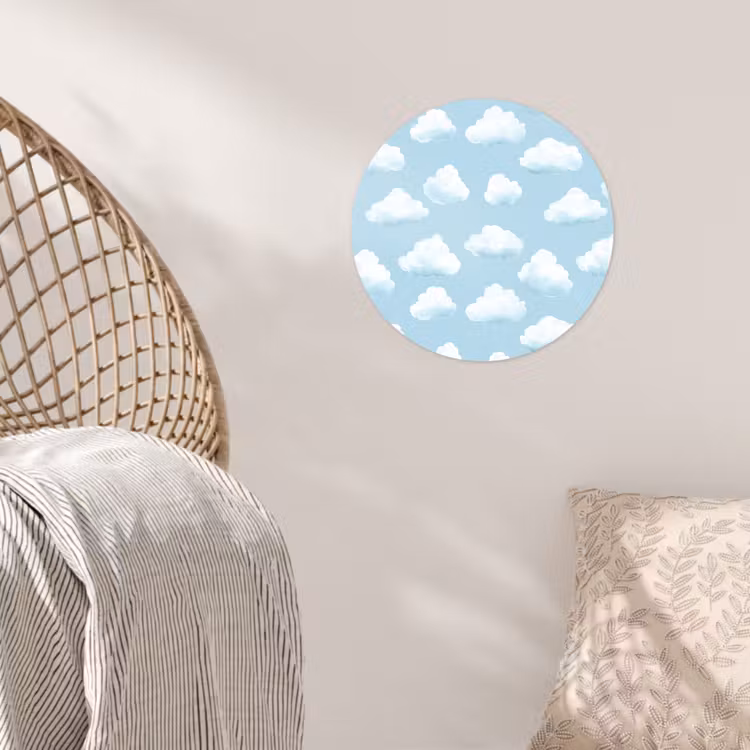 Wolken - Illustratie - Blauw Wandcirkel behangsticker klein 186 -sfeer4