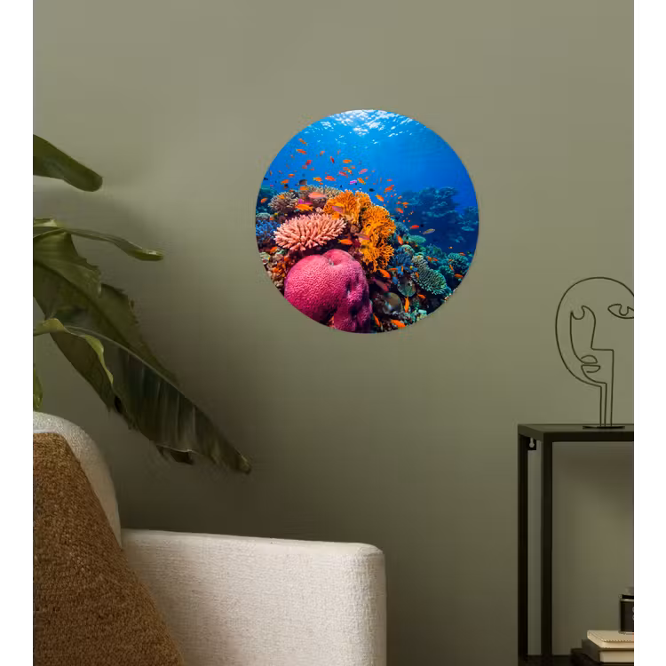 Koraal - Vissen - Oceaan - Natuur - Kleurrijk Wandcirkel behangsticker klein -sfeer2