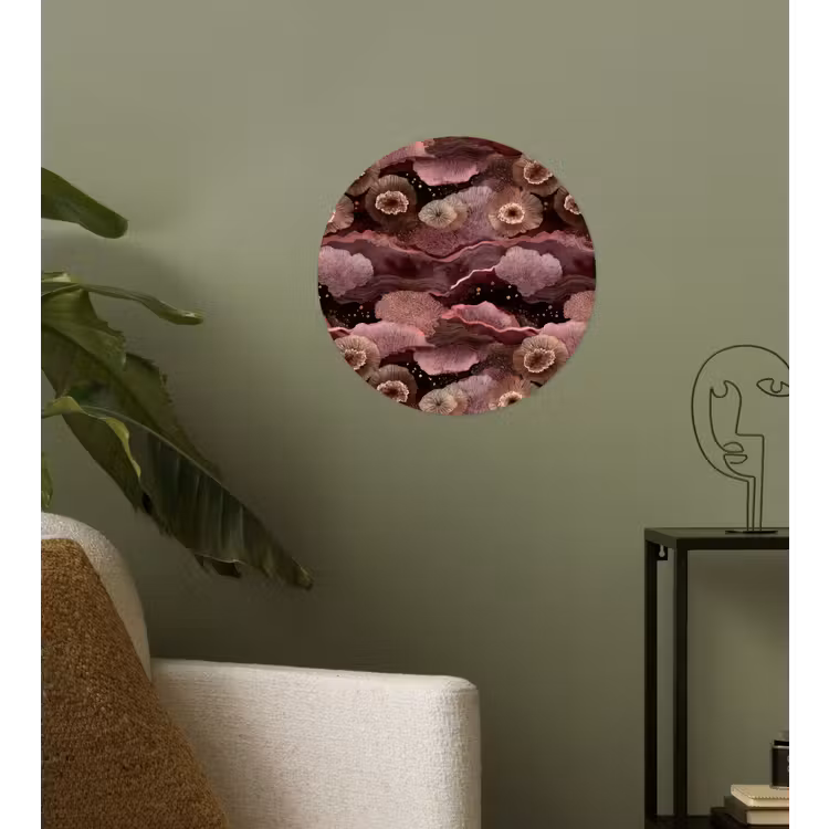 Koraal - Organisch - Roze Wandcirkel behangsticker klein 186 -sfeer2