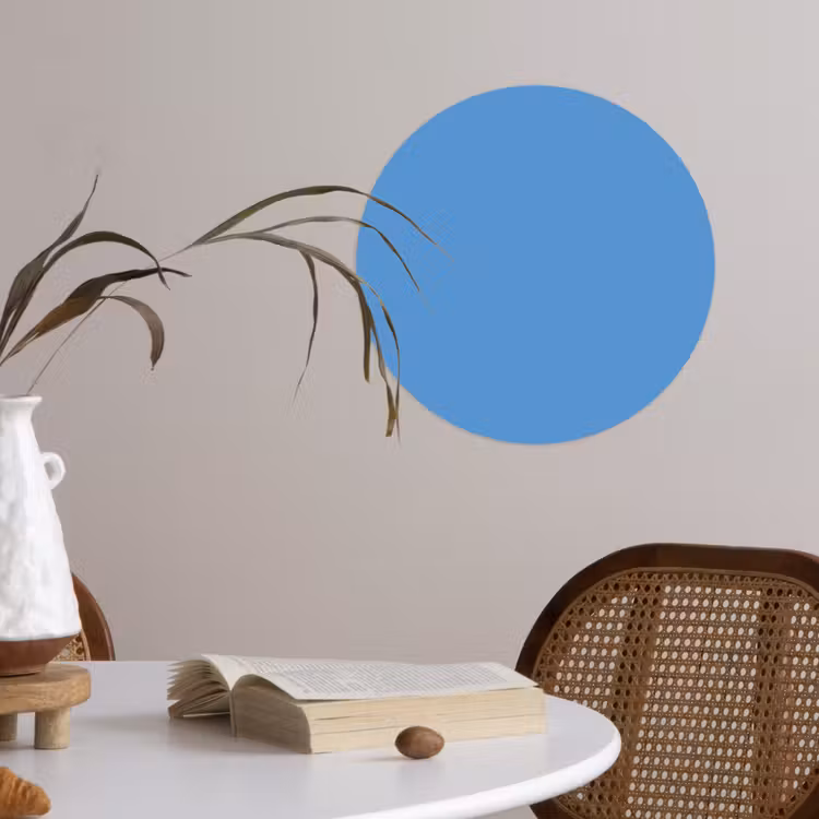 Cornflower - Blue - Blauw Wandcirkel behangsticker klein 186 -sfeer3