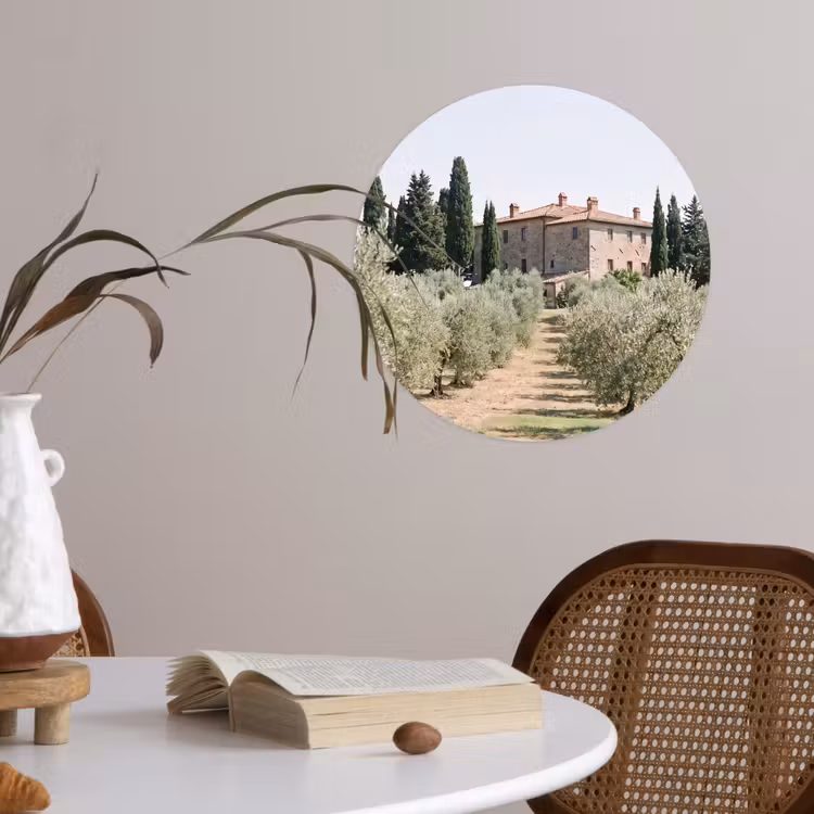 Wallpaper Circle - Country house - olive tree - orchard - Landhuis - olijfboom - gaard Wandcirkel behangsticker klein