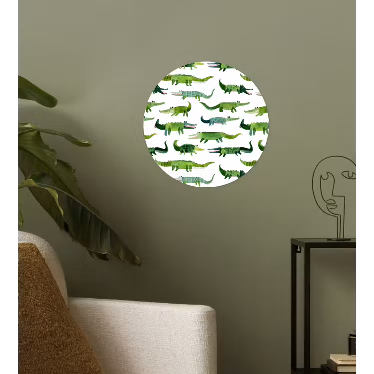 krokodillen - Speels - Groen Wandcirkel behangsticker klein 186 -sfeer2