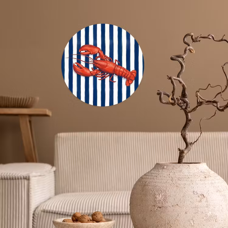 Schaaldier - Kreeft - Marine - Illustratie - Rood Wandcirkel behangsticker klein -sfeer1
