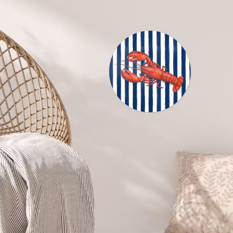 Schaaldier - Kreeft - Marine - Illustratie - Rood Wandcirkel behangsticker klein -sfeer4