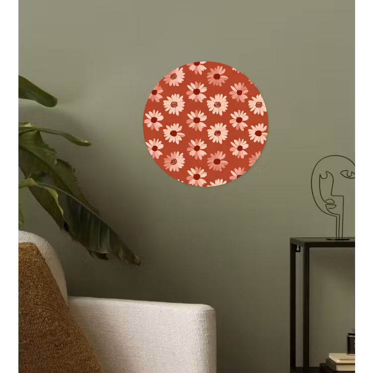 Madelief - Retro - Terracotta Wandcirkel behangsticker klein 186 -sfeer2