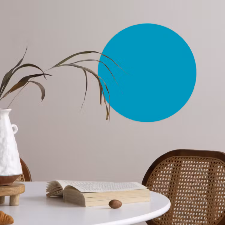 Deep - Turquoise - Turkoois Wandcirkel behangsticker klein 186 -sfeer3