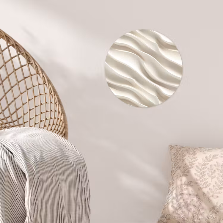 Diagonaal - Golven - Crème Wandcirkel behangsticker klein 186 -sfeer4