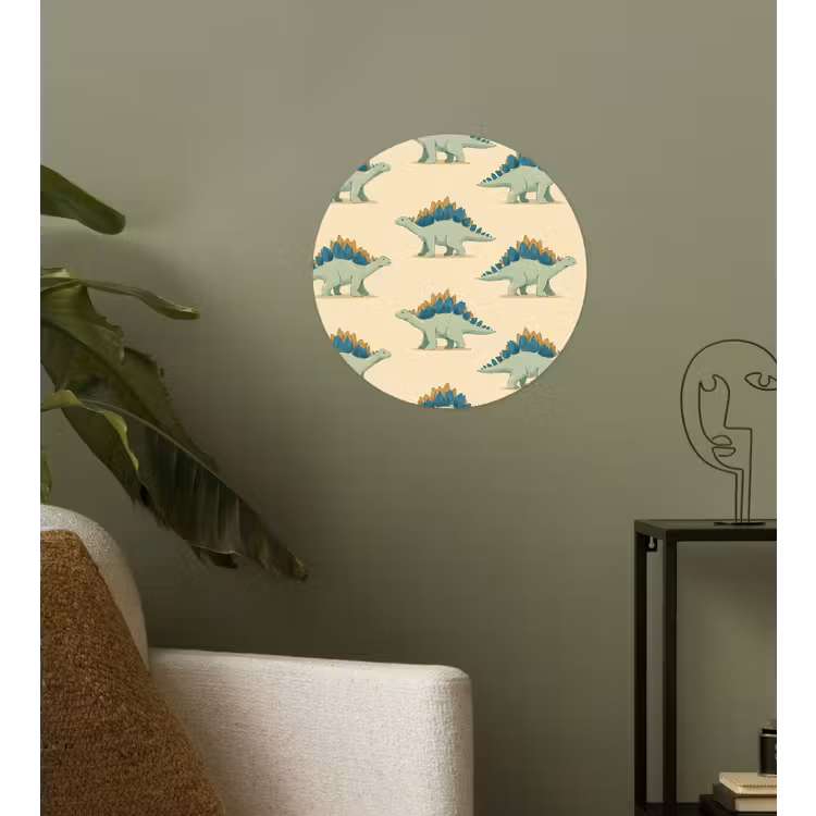 Dino - Patroon - Groen Wandcirkel behangsticker klein 186 -sfeer2