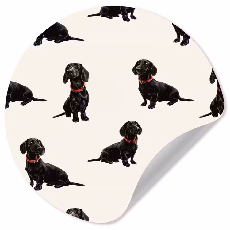 Hond - Patroon - Zwart Wandcirkel behangsticker klein 186 -3d
