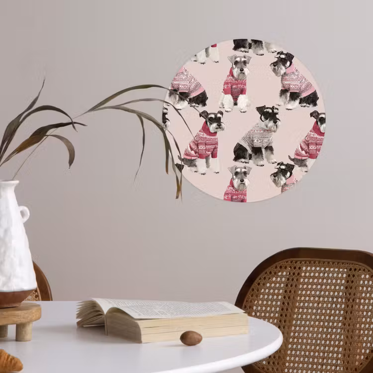 Honden - Truien - Rood Wandcirkel behangsticker klein 186 -sfeer3