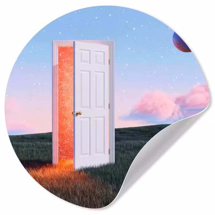 Wallpaper Circle - Door - Fantasy - Space - Deur - Fantasie - Ruimte Wandcirkel behangsticker klein