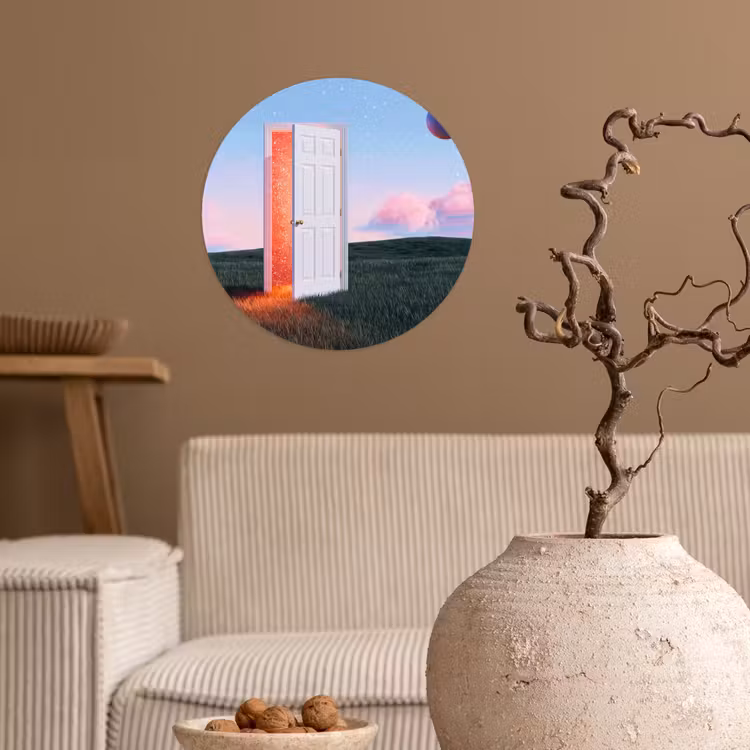 Wallpaper Circle - Door - Fantasy - Space - Deur - Fantasie - Ruimte Wandcirkel behangsticker klein