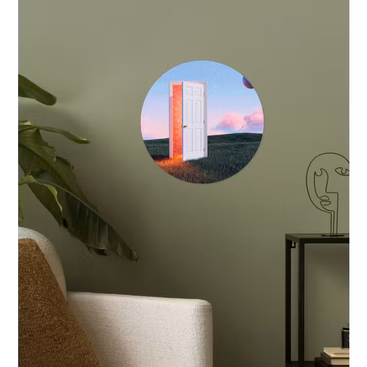 Wallpaper Circle - Door - Fantasy - Space - Deur - Fantasie - Ruimte Wandcirkel behangsticker klein