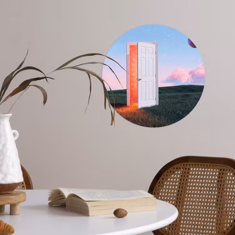 Wallpaper Circle - Door - Fantasy - Space - Deur - Fantasie - Ruimte Wandcirkel behangsticker klein