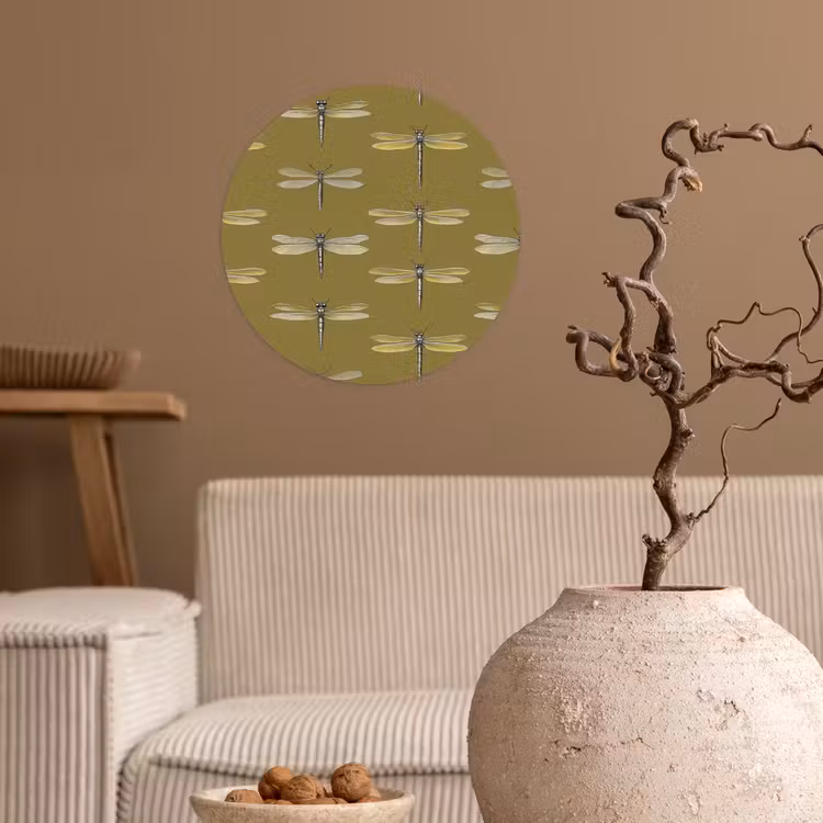 Libellen - Patroon - Groen Wandcirkel behangsticker klein 186 -sfeer1