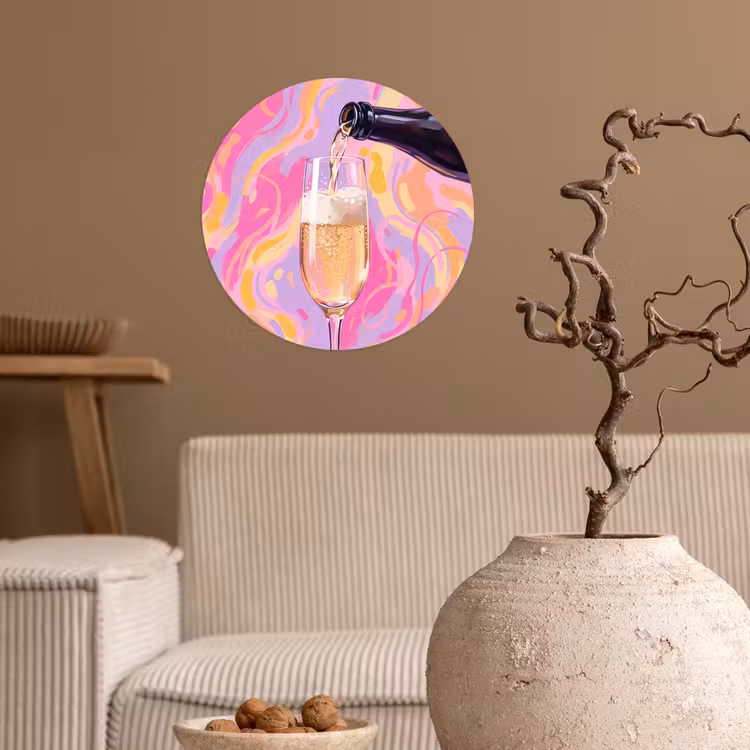 Drank - Inschenken - Feest - Abstract - Roze Wandcirkel behangsticker klein -sfeer1