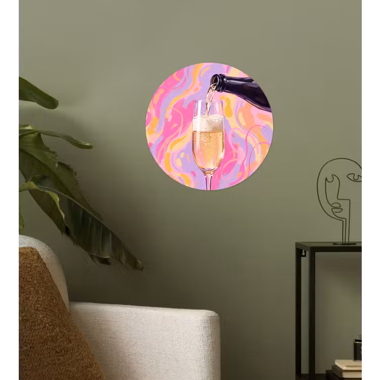 Drank - Inschenken - Feest - Abstract - Roze Wandcirkel behangsticker klein -sfeer2