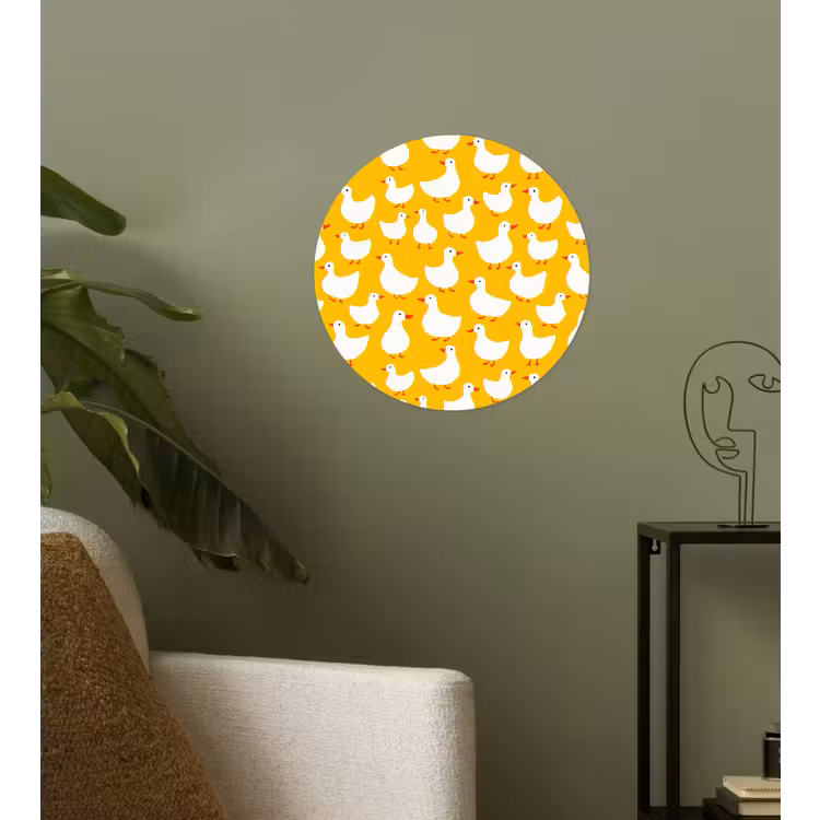 Eendjes - Patroon - Geel Wandcirkel behangsticker klein 186 -sfeer2