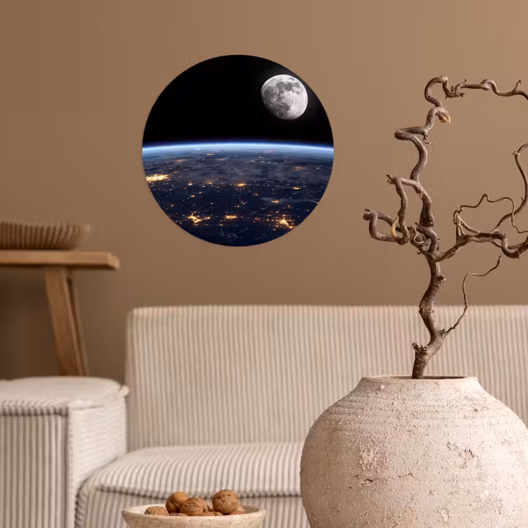 Wallpaper Circle - Earth - Night - Space - Aarde - Nacht - Ruimte Wandcirkel behangsticker klein