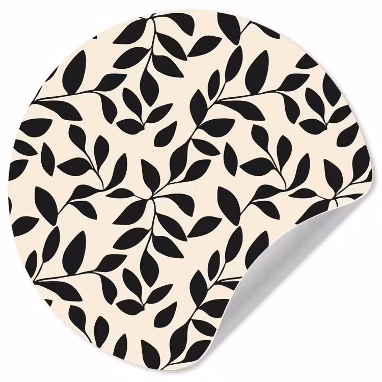Elegant - Patroon - Zwart - Beige Wandcirkel behangsticker klein 186 -3d