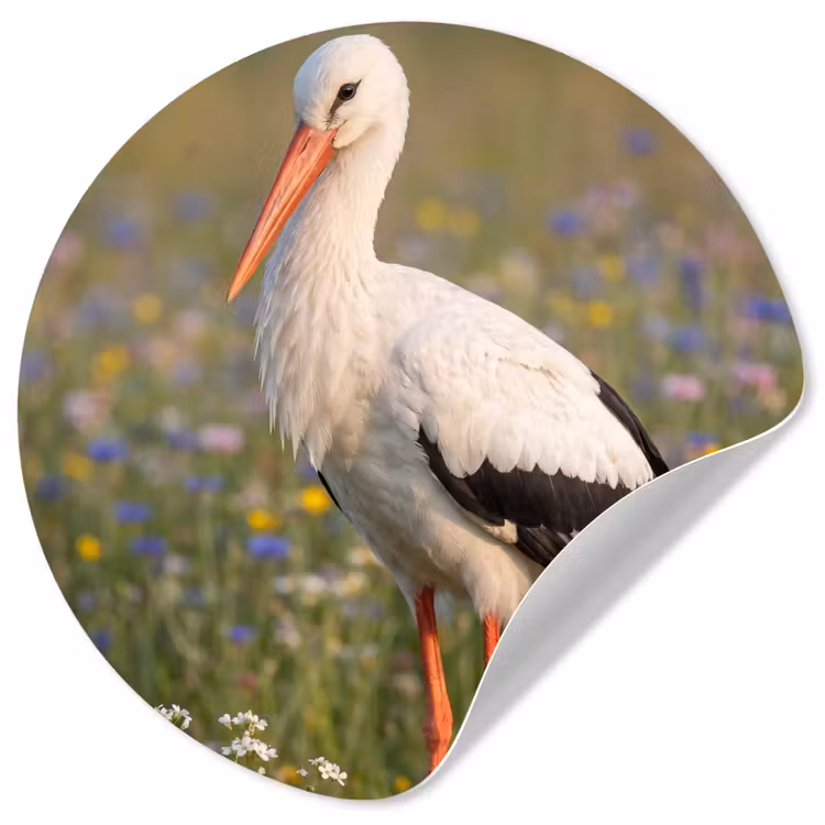 Ooienvaar - Bloemen - Weide - Kleurrijk Wandcirkel behangsticker klein -3d