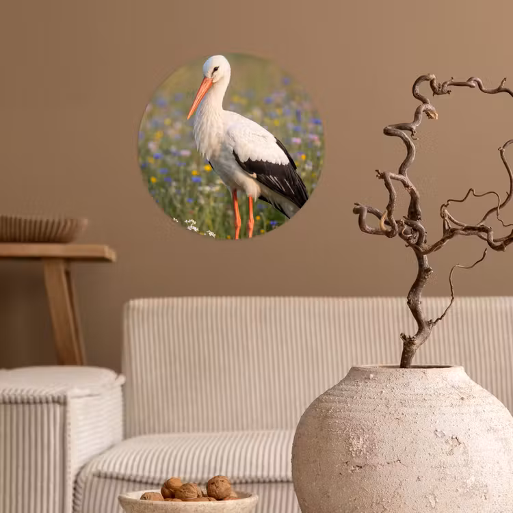 Ooienvaar - Bloemen - Weide - Kleurrijk Wandcirkel behangsticker klein -sfeer1