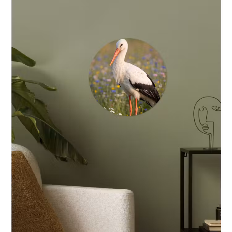 Ooienvaar - Bloemen - Weide - Kleurrijk Wandcirkel behangsticker klein -sfeer2