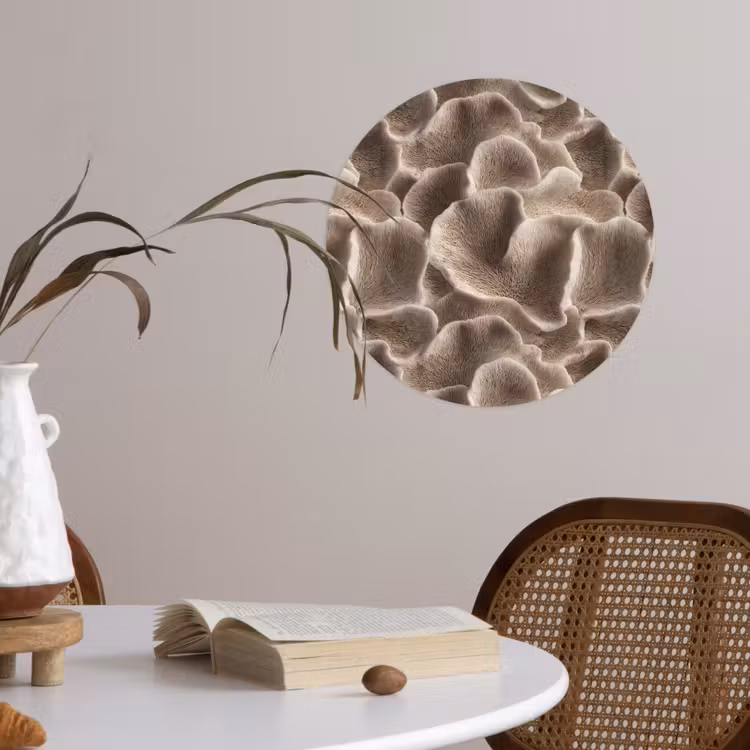 Waaiervorm - Beige - Vezel textuur Wandcirkel behangsticker klein 186 -sfeer3