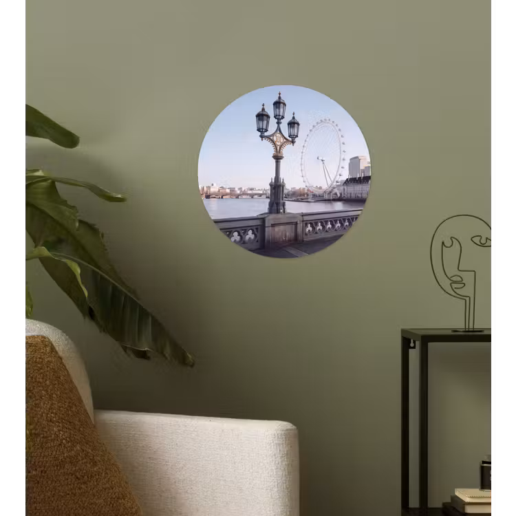 Reuzenrad - Londen - Stad - Architectuur - Brug Wandcirkel behangsticker klein -sfeer2