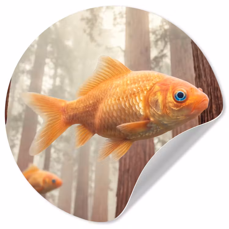 Wallpaper Circle - Fish - Forest - Fantasy - Vis - Bos - Fantasie Wandcirkel behangsticker klein